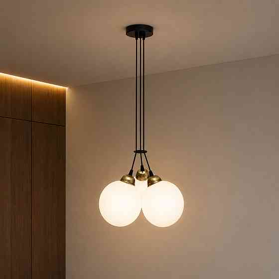 Светильник подвесной MSK Electric Luna на три плафона шара d-150mm Е27 черный PL 202612-3R BK Одесса