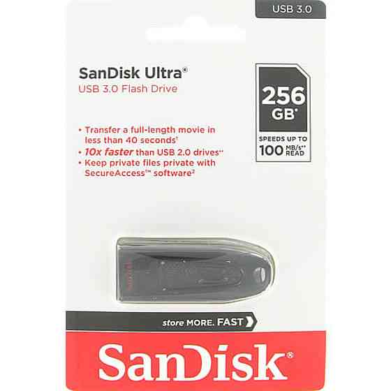 Флешка flash SanDisk USB накопичувач 3.0 Ultra 256Gb, колір чорний SDCZ48-256G-U46 Одеса
