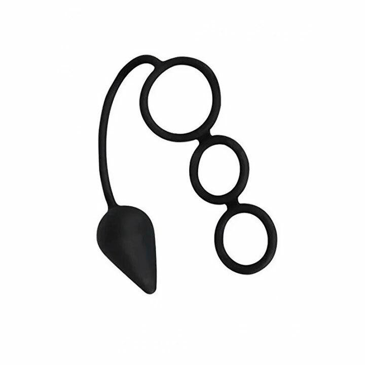 Анальная пробка с кольцами на пенис - Черный Винница - изображение 1