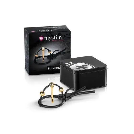 Утяжка для пеніса Mystim Plunging Pete, позолочена, з двома кульками і коротким уретральним зондом Львів