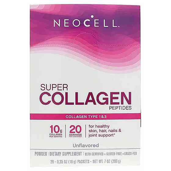 Супер коллагеновые пептиды, Super Collagen Peptides, Neocell, без вкуса, 20 стиков, по 10 г каждый Луцк
