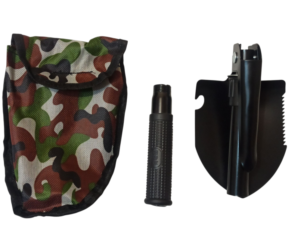 Туристическая складная лопата 4 в 1 с нержавеющей стали 41 на 12 см с чехлом черный Киев - изображение 9