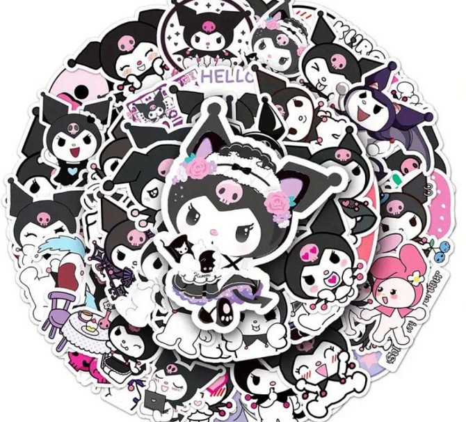 50 шт. Наклейки Kuromi | Японські kawaii стікери для декору, блокнотів, подарунків Київ - фото 3