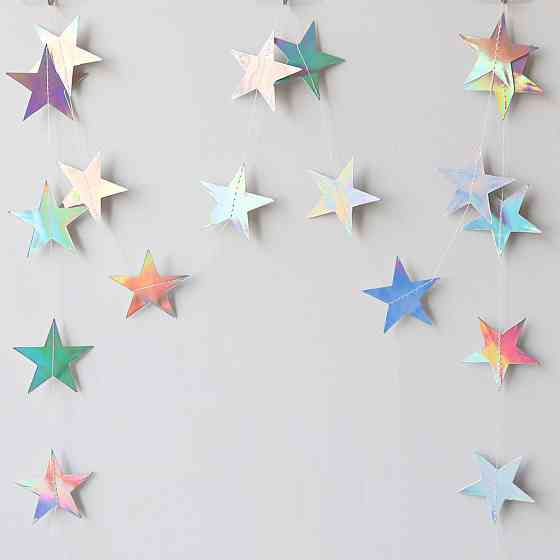 Гірлянда із зірочок 4 м на 6 см сріблясто-перламутровий Київ