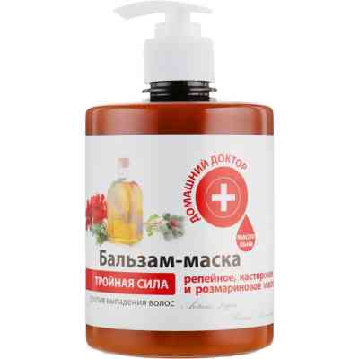 Маска для волосся Домашній Доктор Потрійна сила Реп'яхова, рицинова і розмаринова олія 500 мл (4823015929854) Вінниця