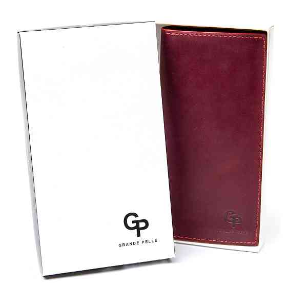 Кожаное винтажное портмоне GRANDE PELLE 11468 Бордовый Киев