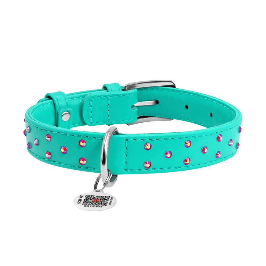 Нашийник для собак шкіряний WAUDOG Glamour з QR паспортом, з клейовими стразами, Ш 25 мм, Дов 3 Коломыя - изображение 4