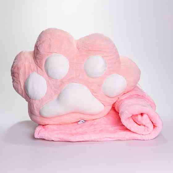 Плюшева подушка-іграшка з пледом "Лапка" 3 в 1 Рожевий Київ