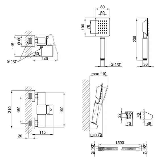 Смеситель для душа Lidz Kubis 010 (с душевым гарнитуром) (k35) LDKUB010NKS28535 Nickel Киев