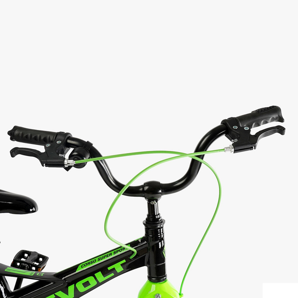 Велосипед 2-х колісний CORSO REVOLT 16 дюймів дискові гальма додаткові колеса Чорно-салатовий (MG-16090) Чернігів - фото 2