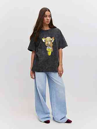 Оверсайз футболка в винтажном стиле с принтом Верблюд Черный Харьков