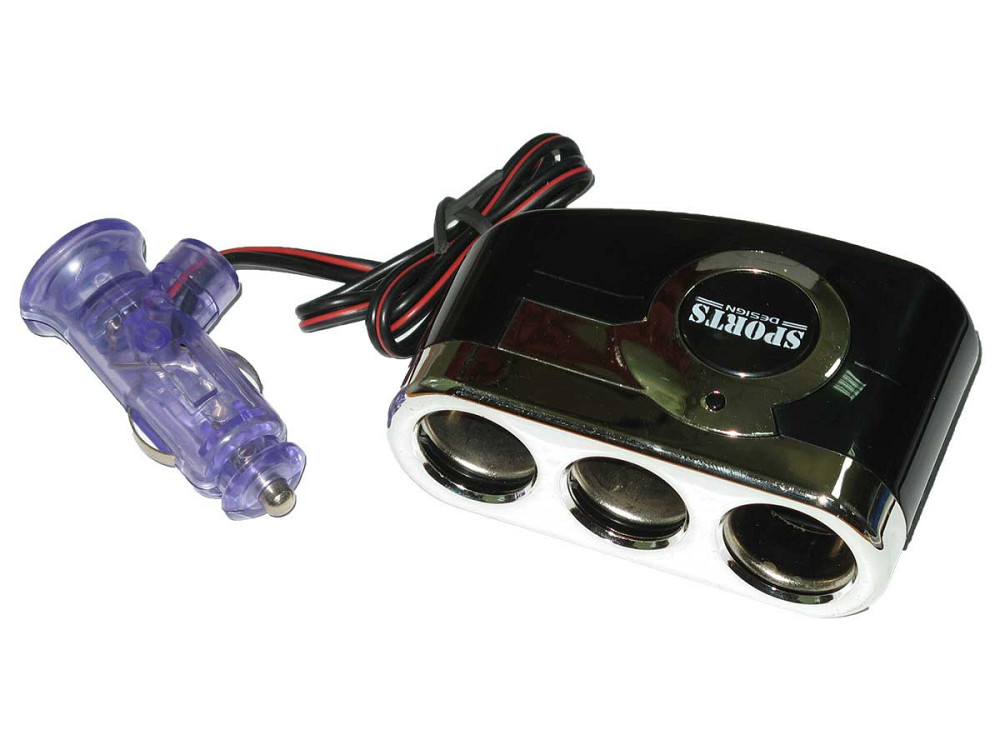 Тройник в прикуриватель 335BK/CH с проводом 12-24V Винница - изображение 1