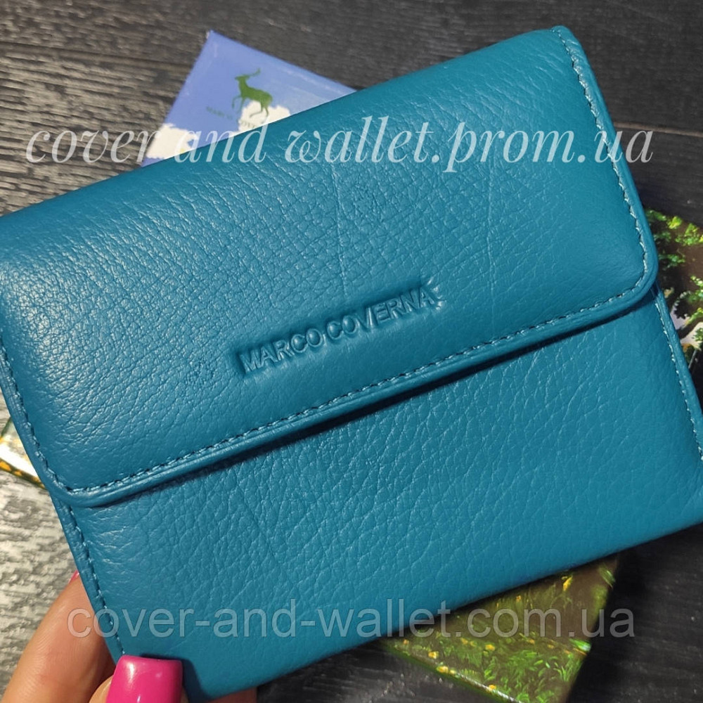 Красивий шкіряний гаманець для дівчат бірюзового кольору на магнітах Marco Coverna MC-2047A Київ - фото 1