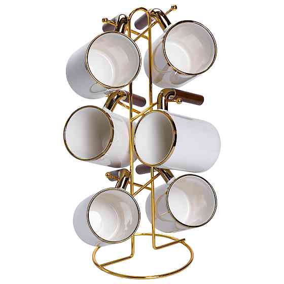 Yiwu Набір чашок на металевій підставці 6 (шт) по 400 (мл) Білий HP-26-11 Киев