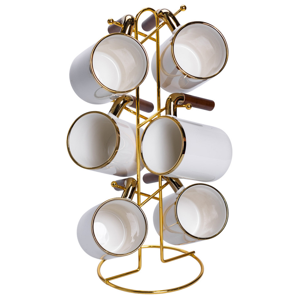 Yiwu Набір чашок на металевій підставці 6 (шт) по 400 (мл) Білий HP-26-11 Киев - изображение 3