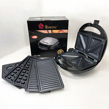 Бутербродница съемная панель Domotec MS-7704 1000 W, Электрическая вафельница, Сендвичница мультипекарь JU-25 Львов - изображение 7