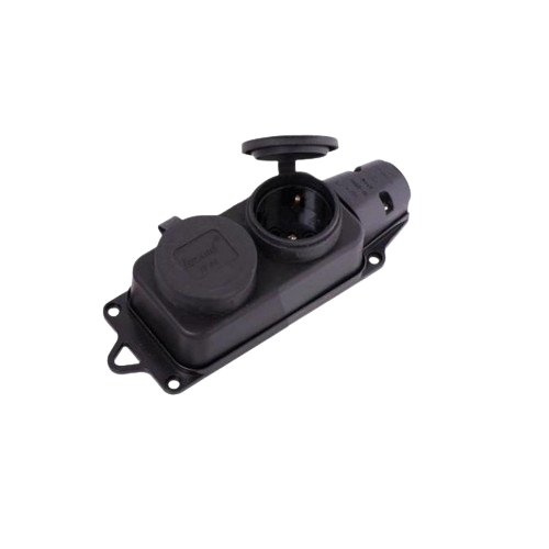 Розетка зовнішня подвійна з заглушкою 2Р+РЕ 16А каучук Лезард Житомир - фото 1