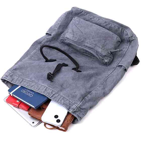 Модный городской рюкзак-мешок унисекс из плотного текстиля Серый (Vintage) Киев