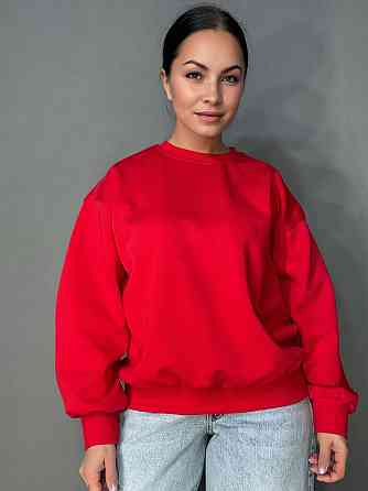 Свитшот женский A-N 30070-1 базовый оверсайз однотонный, красный, one size Киев