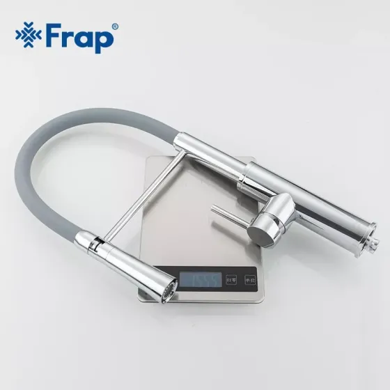 Змішувач для кухні Frap F4452-6 з гнучким виливом, 2 режими, сірий/хром Київ