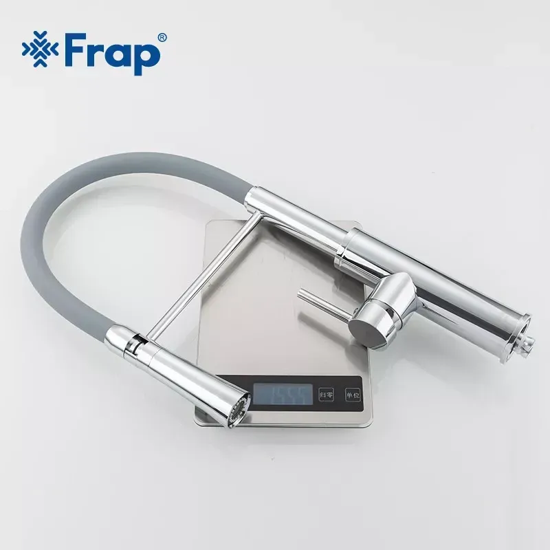 Смеситель для кухни Frap F4452-6 с гибким изливом, 2 режима, серый/хром Киев - изображение 6