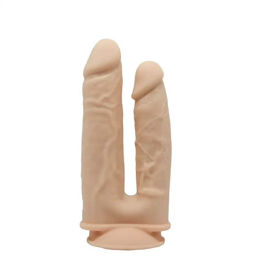 Подвійний фалоімітатор з вібрацією SilexD Double Gusto Vibro Flesh (Model 1 size 8" & 7") + LRS, діа Львів - фото 2