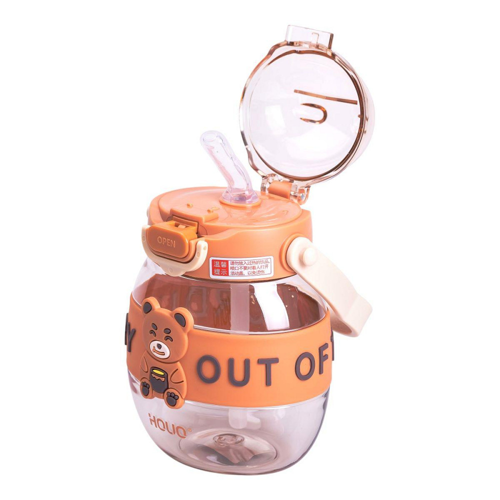 Пляшка для води дитяча з трубочкою 580 мл з ручкою та ремінцем HP-14-37BR Київ - фото 3