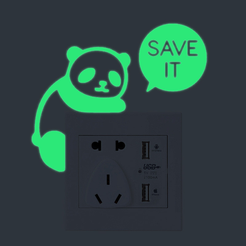 Фосфорная наклейка Панда Save it 8 на 10 см салатовый Киев - изображение 1