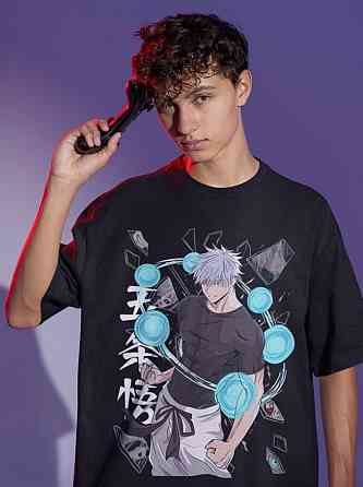 Футболка для мальчика аниме Магическая битва оверсайз (рост от 165 до 180 ) Черний AnimeJ0964m Днепр