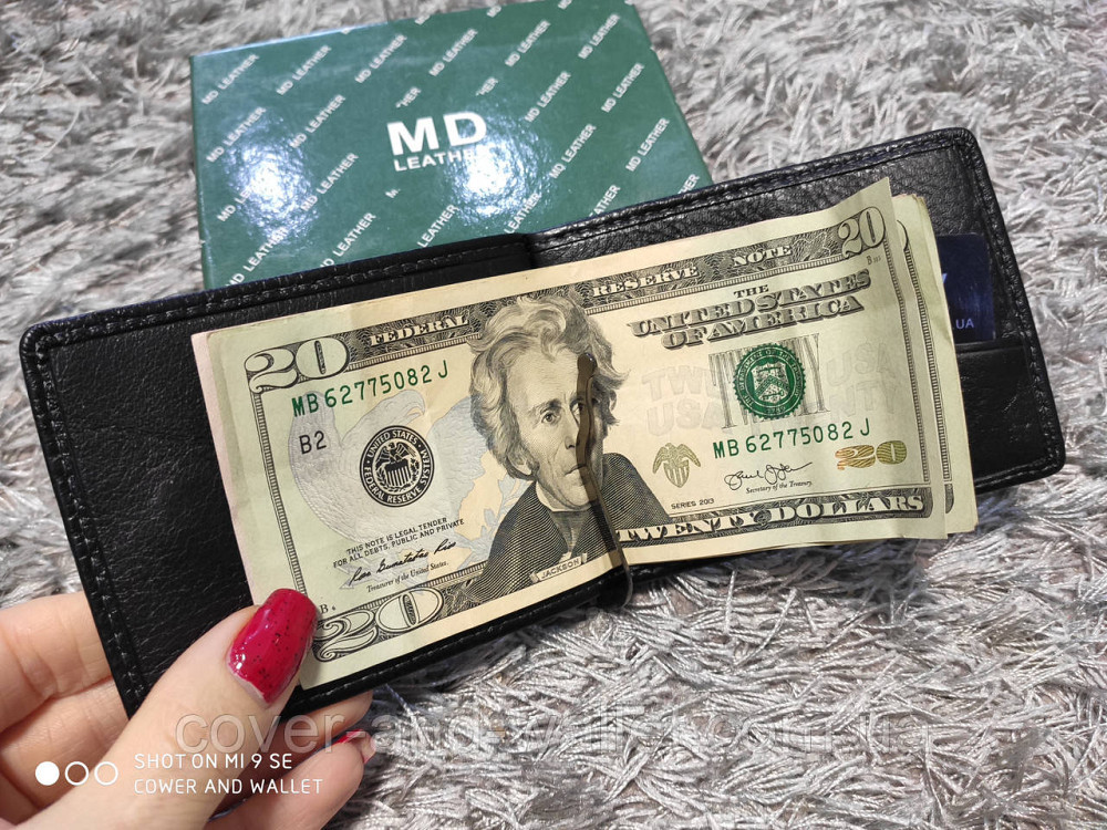 Тонкий зажим для денег на магнитах с карманом на молнии MD Leather 22-1002 Киев - изображение 5