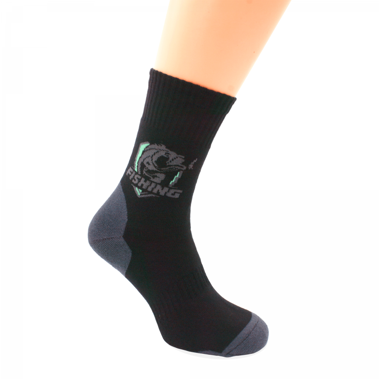 Носки зимние махровые трекинговые высокие FISHING Черный 38-40 Сумы - изображение 1
