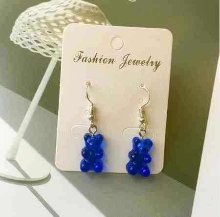 Серьги желейные мишки синие, размер 1,6*1см, смола, серьги в виде мультяшного медведя Киев