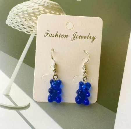 Серьги желейные мишки синие, размер 1,6*1см, смола, серьги в виде мультяшного медведя Киев - изображение 1