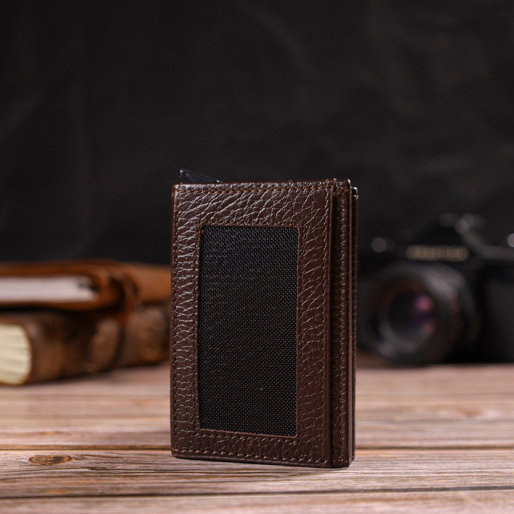 Чоловічий картхолдер у три складання з автоматичним механізмом з натуральної шкіри флотар (CANPELLINI) Київ - фото 3