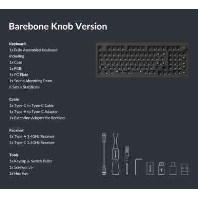 Клавиатура Keychron V5 Max Gateron Jupiter Brown Knob Hot-Swap QMK Wireless/Bluetooth/USB-А UA Black (V5M-D3-UA) Винница