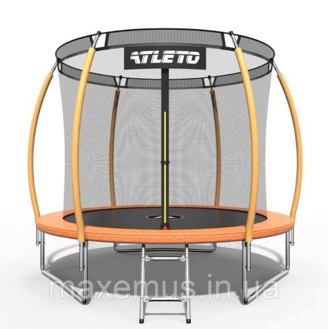 Батут детский Atleto 252 см (8 ft) оранжевый с внутренней защитной сеткой и лестницей (до 100 кг) Мостиска - изображение 11