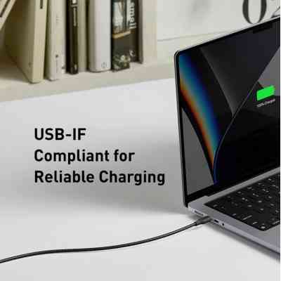 Дата кабель USB-C to USB-C 0.9m 140W bio-nylon 544 black Anker (A80F5H11) Винница