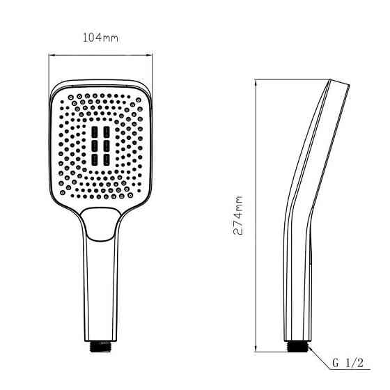 Лійка для ручного душу Qtap Rucni 140x110 мм прямокутна QTRUC125BLM45955 Black Matt чорна Київ