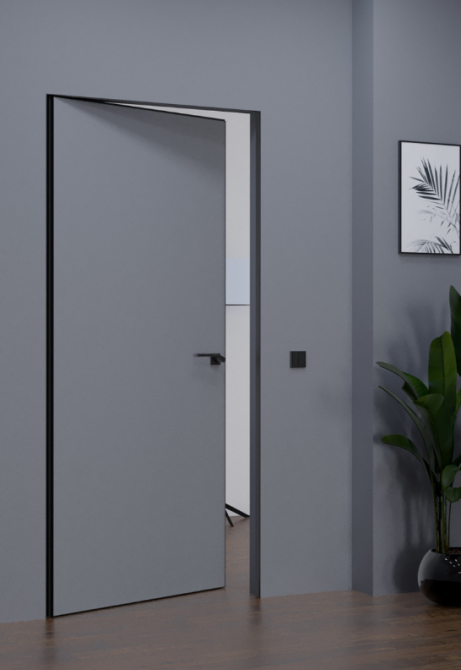 Межкомнатные двери скрытого монтажа Abwehr Smart Invisible Inside Кромка алюминий серый 720х2005 мм Киев - изображение 1