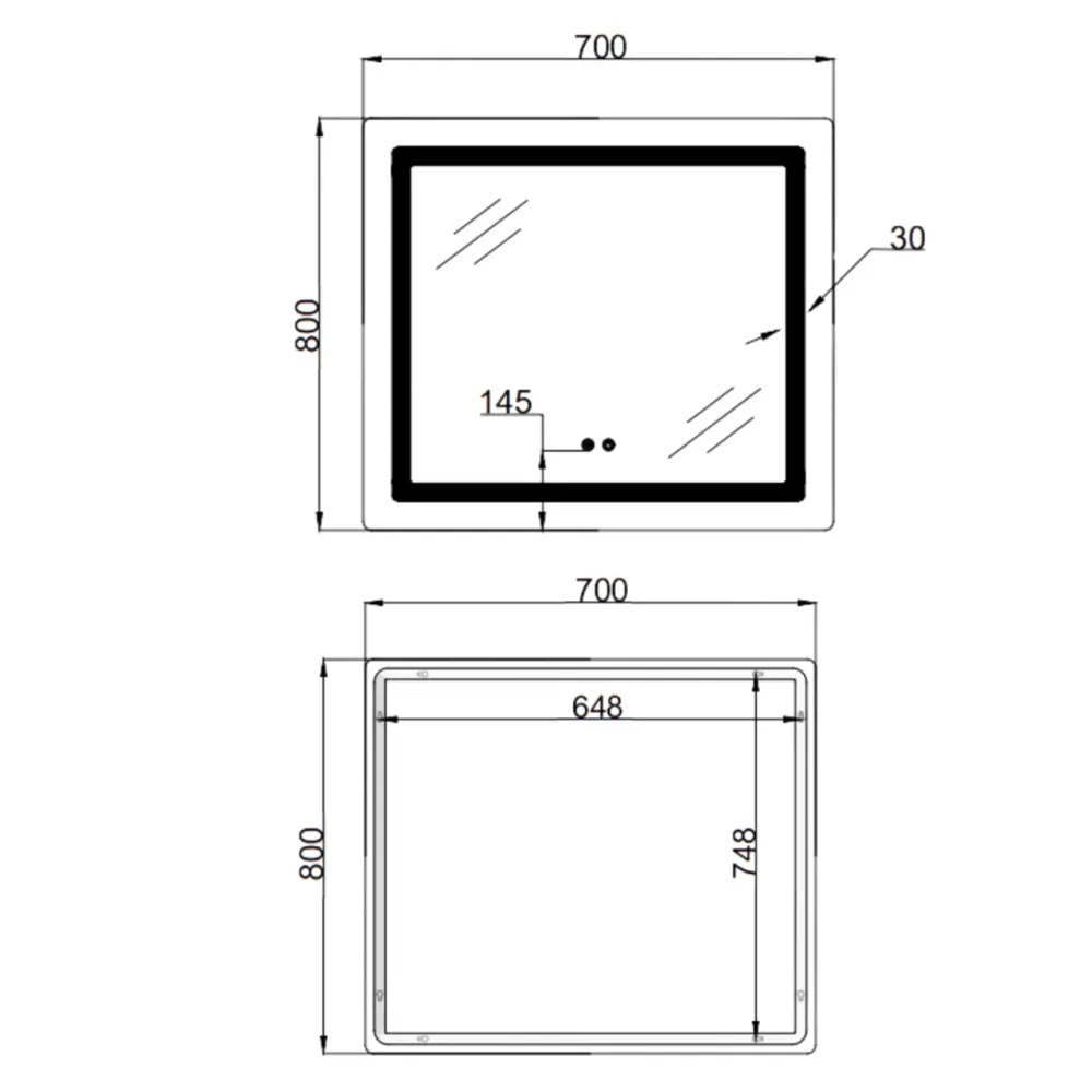 Зеркало Lidz Kubis (KU2) 700х800 с LED-подсветкой Touch, с антизапотеванием, с диммером, рег. яркости LD78LF904708048447 Киев - изображение 2