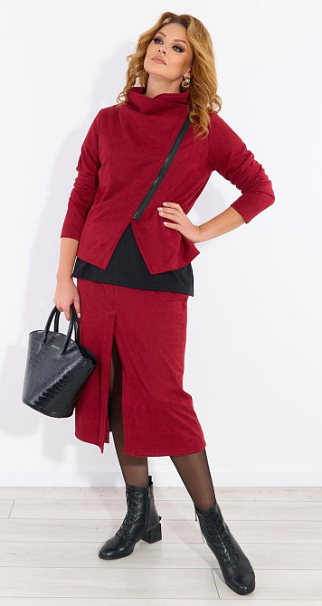 Стильний замшевий костюм зі спідницею (52) Київ - фото 4