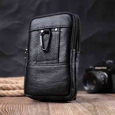 Сумка Vintage На пояс из натуральной кожи Черная (22736) Винница