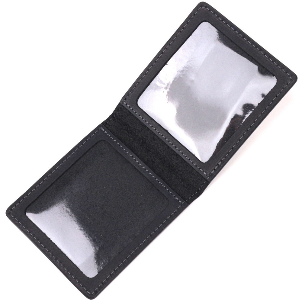 Надежная обложка из винтажной кожи для удостоверения участника боевых действий ЗСУ GRANDE PELLE 16758 Черная Киев - изображение 5