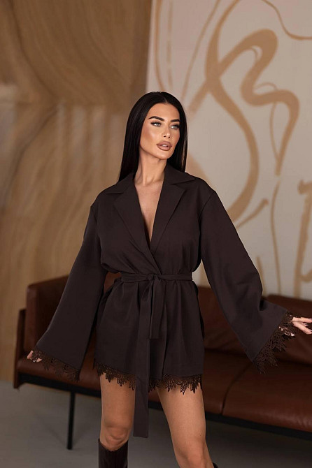 Женское стильное обаятельное платье-пиджак  креп костюмка Шоколад Одесса - изображение 1