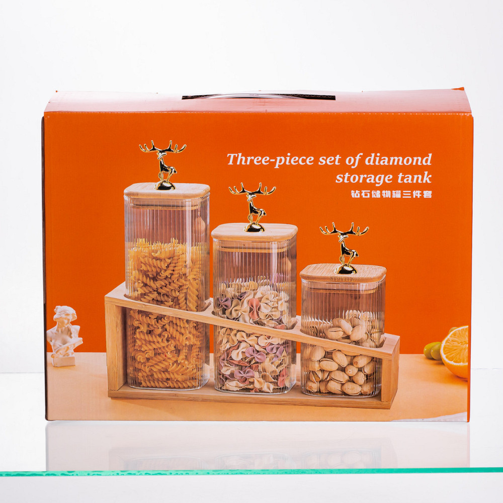 Набір банок для сипучих продуктів на бамбуковій підставці Київ - фото 4