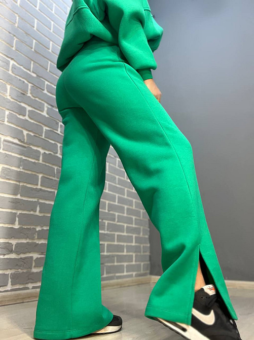 Костюм женский Quzen 472-472 пилот молния брюки палаццо широкие флис зеленый, зеленый, M Киев - изображение 14