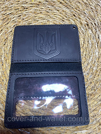 Кожаная обложка на удостоверение Государственная уголовная исполнительная служба (на карточку) Черный Crazy Киев - изображение 4