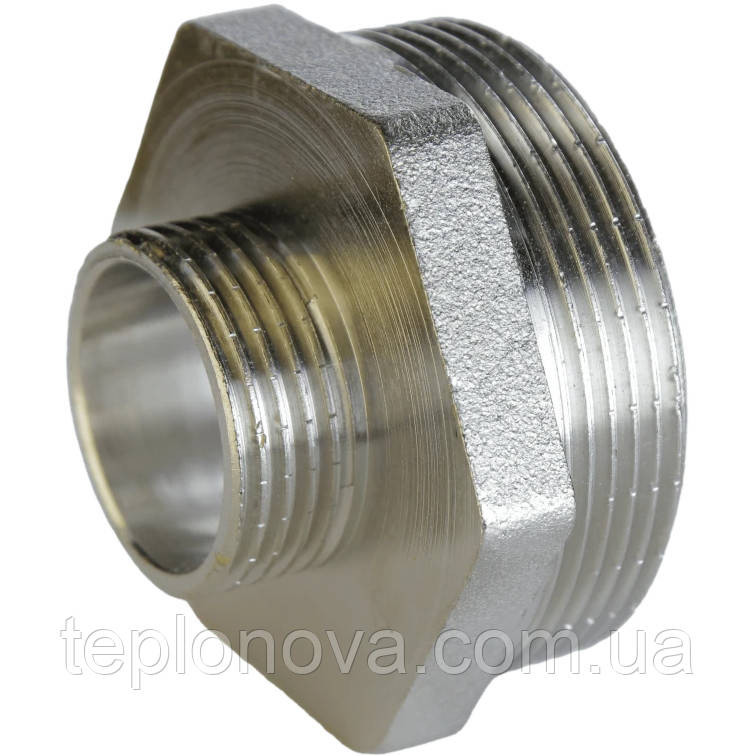 Ниппель редукционный никелированный 1 1/4″НР х 1/2″НР штампованный А0514А(нк) VA Черновцы - изображение 1