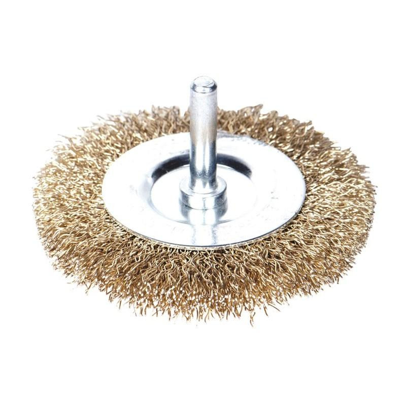 Щетка проволочная дисковидная Ø50мм хвостовик Ø6мм (латунированная) SIGMA (9013051) Ровно - изображение 1