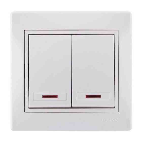 MIRA Вимикач подвійний з підсвіткою білий з білою вставкою Lezard Харків